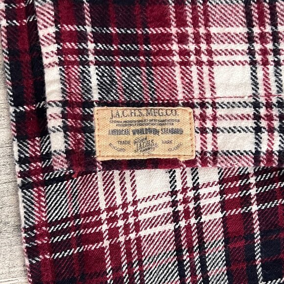 Jachs Flannel Button Up Shirt Mens 2XL Pockets Casual Heavy Plaid Red - Picture 4 of 12